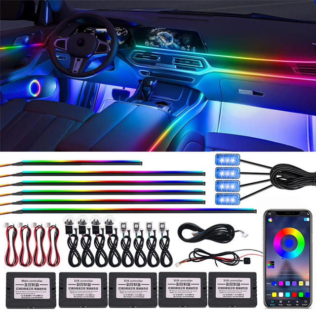 18 in 1 64 kleuren RGB Symfonie auto omgevingslicht interieur acryl gids