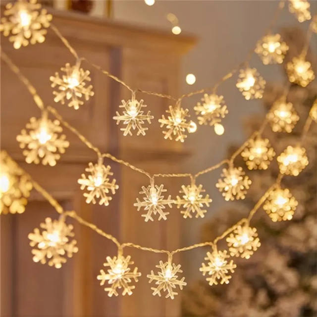 10/20/40 LED Sneeuwvlok String Garland Fairy Lights USB/Batterij
