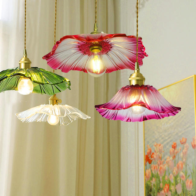 Vintage Hanger Lichten Bloem Glazen Hangende Lampen Huisdecoratie