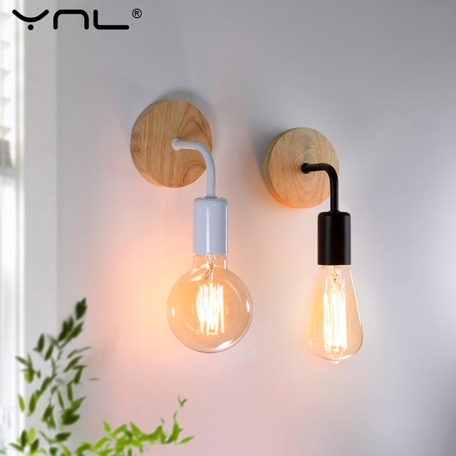 Retro Houten Wandlamp E27 220V 110V Vintage Blaker Wandlamp Nachtkastje