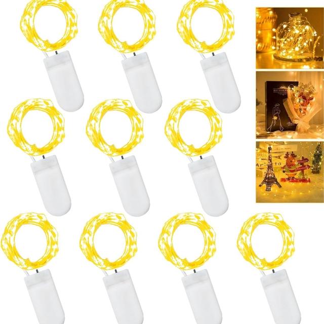 10 STKS String Fairy Lights 2 M 20LED Zilver Koperdraad Batterij