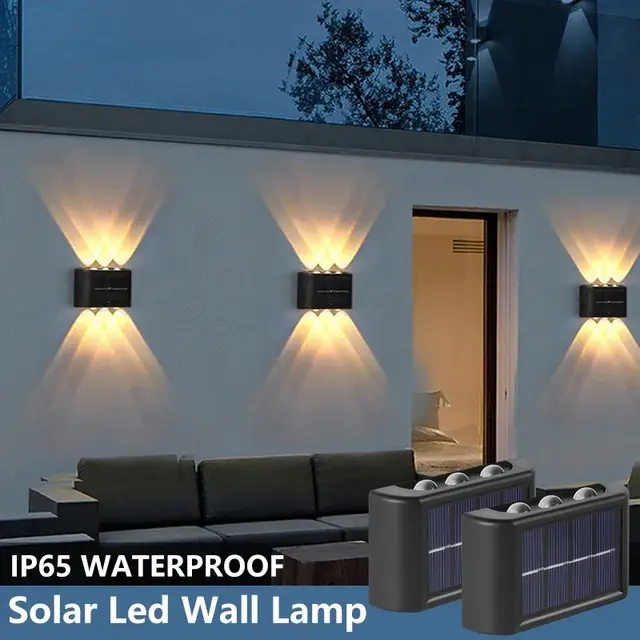 Zonne-wandlamp buiten waterdicht op zonne-energie licht omhoog en omlaag