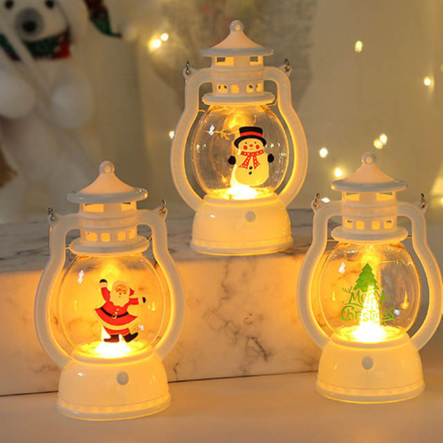 Draagbare LED Kerst Kerstman Sneeuwpop Lantaarns Indoor Decor