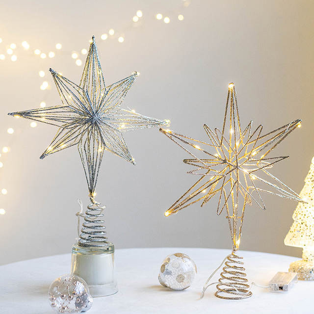 Kerstboom Toppers Ster Met LED Lichtslingers Ornamenten Voor Kerstmis