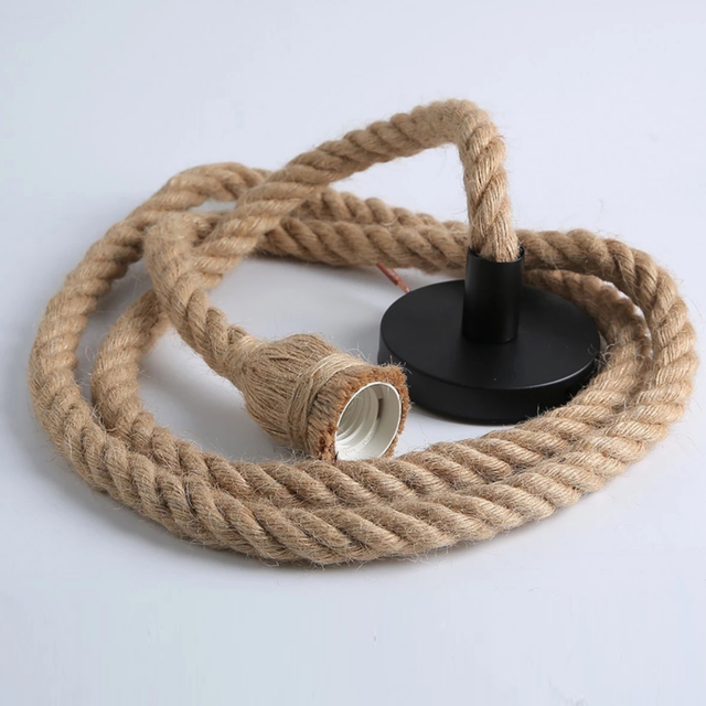 Vintage 1/2/3/4m Lange Henneptouw Retro Loft Enkelvoudige Dubbele Kop