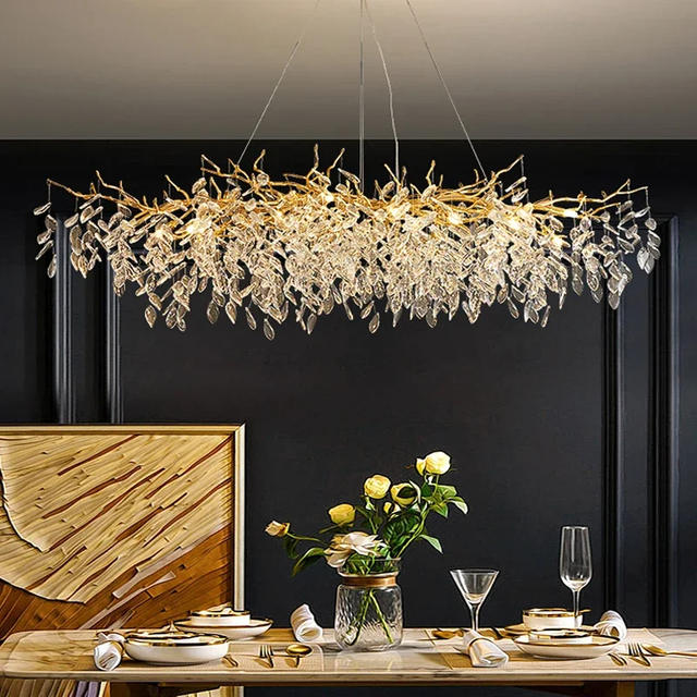 Luxe gouden kristallen LED-kroonluchters Woonkamer Eetkamer Slaapkamer