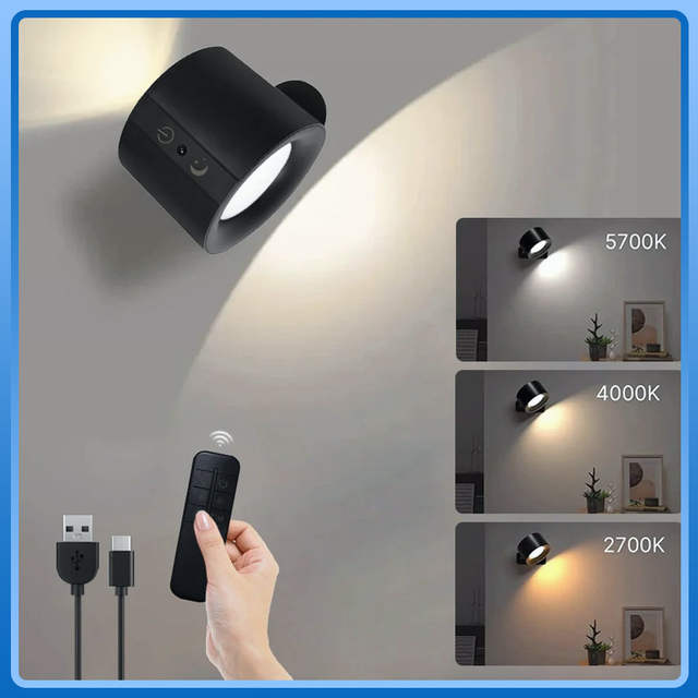 Magnetische LED-wandlamp met dubbele kop, oplaadbaar 360 ° Rotatie