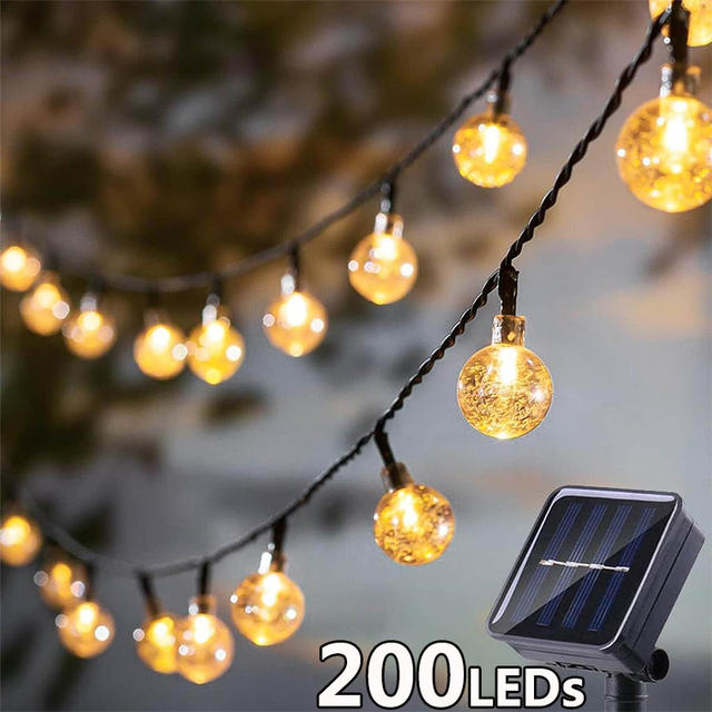 Solar Lichtslingers Outdoor Crystal Fairy Light Kerstslinger 8-modi