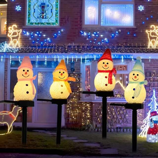 LED Sneeuwpop Solar Garden Light Outdoor Ground Stake Light Kerst