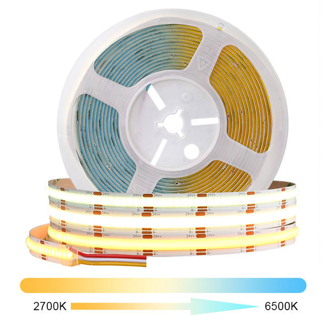 COB CCT LED-stripverlichting 608 LEDs / m Hoge dichtheid Flexibel