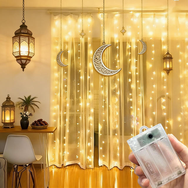 3/6M EID LED-gordijnlichtsnoer op batterijen, bruiloft