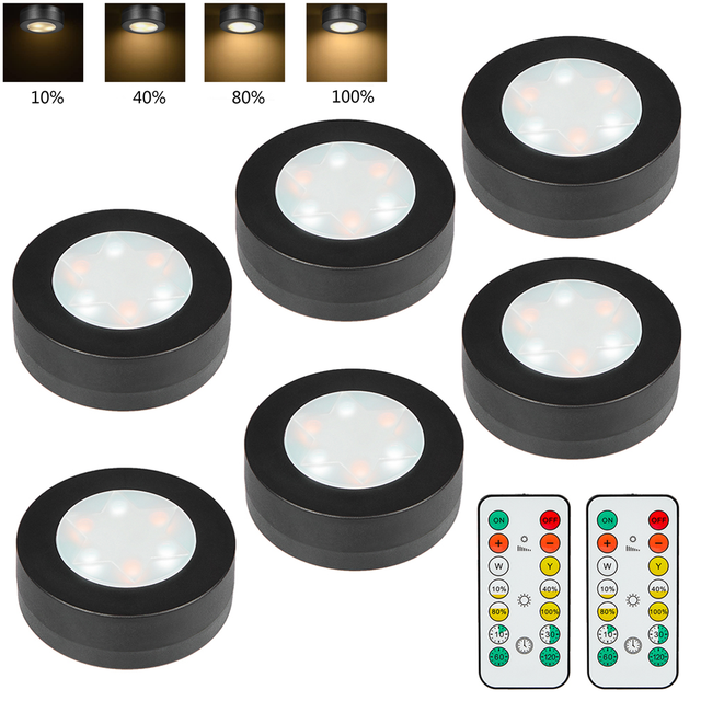1-6 Stuks Zwart CCT Ronde LED Onder Kast Kast Licht Meubels Dimbare