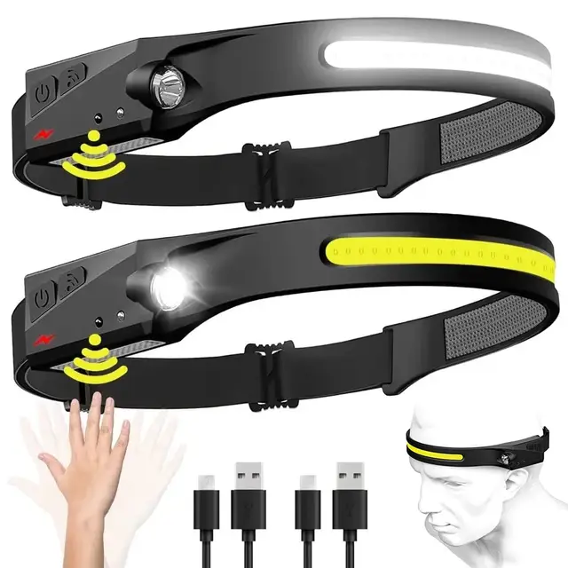 1/2/3PCS LED Inductie Koplamp Camping Zoeklicht USB Oplaadbare Koplamp